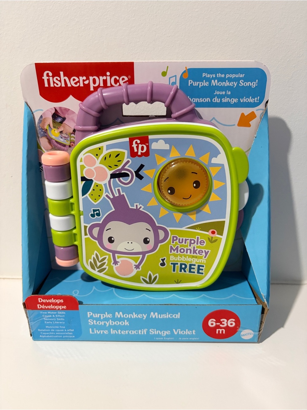 Fisher-Price Purple Monkey Musical Storybook Toy Lights & Sounds